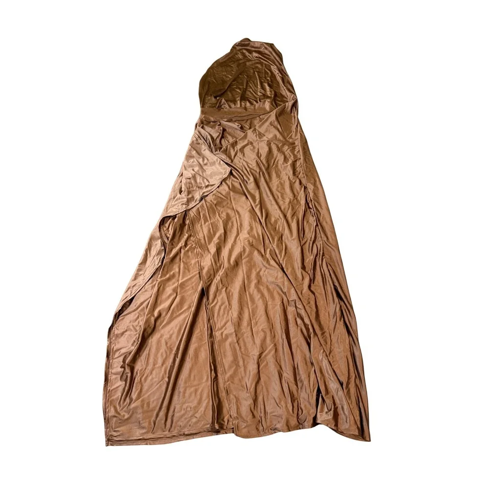 NWT OYS Size XL Sexy One Shoulder Brown Maxi Dress Formal Dance Date Night - Picture 3 of 7